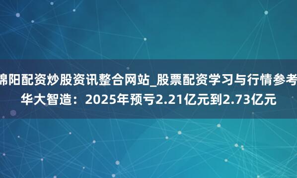 绵阳配资炒股资讯整合网站_股票配资学习与行情参考 华大智造：2025年预亏2.21亿元到2.73亿元