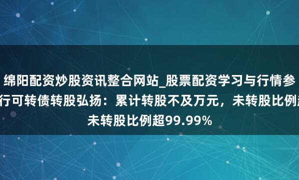 绵阳配资炒股资讯整合网站_股票配资学习与行情参考 重庆银行可转债转股弘扬：累计转股不及万元，未转股比例超99.99%