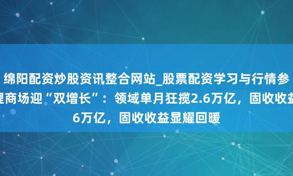 绵阳配资炒股资讯整合网站_股票配资学习与行情参考 4月答理商场迎“双增长”：领域单月狂揽2.6万亿，固收收益显耀回暖