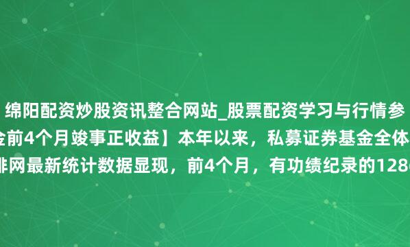 绵阳配资炒股资讯整合网站_股票配资学习与行情参考 【逾七成私募证券基金前4个月竣事正收益】本年以来，私募证券基金全体推崇精采。私募排排网最新统计数据显现，前4个月，有功绩纪录的12862只私募证券基金平均收益率为6.69%，其中，9882只家具竣事正收益，占比为76.83%。（证券日报）